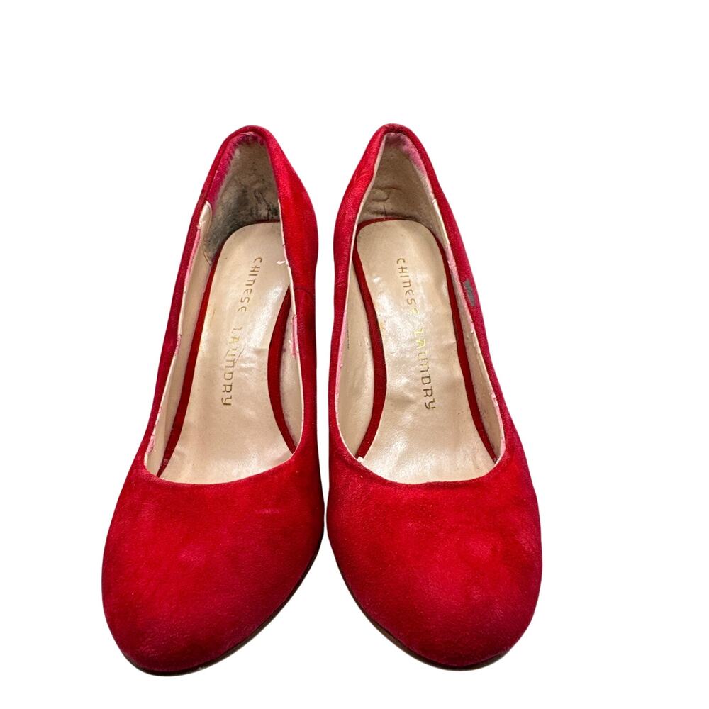 Chinese Laundry Red Faux Suede‎ Pointed Toe Ballet Flats Size 5.5